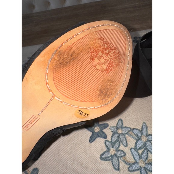 Vince Camuto Black Suede Leather Wrap‎ Peep Toe Stiletto Ankle Booties Size 7 - Picture 8 of 9